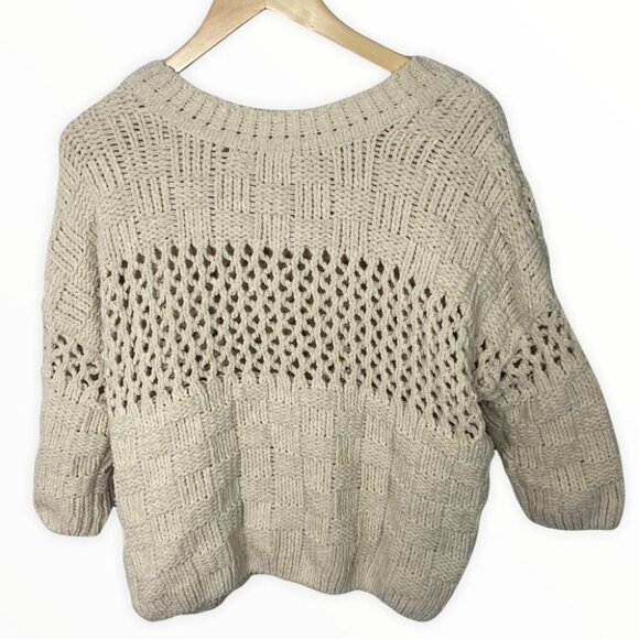 Anthropologie Moth Chenille Wool Pullover Sweater Size Medium Beige Chunky Knit - Picture 4 of 8